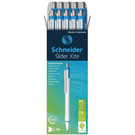 SCHNEIDER PEN Slider Xite Environmental Retractable Ballpoint Pen, Blue, 10PK 133202
